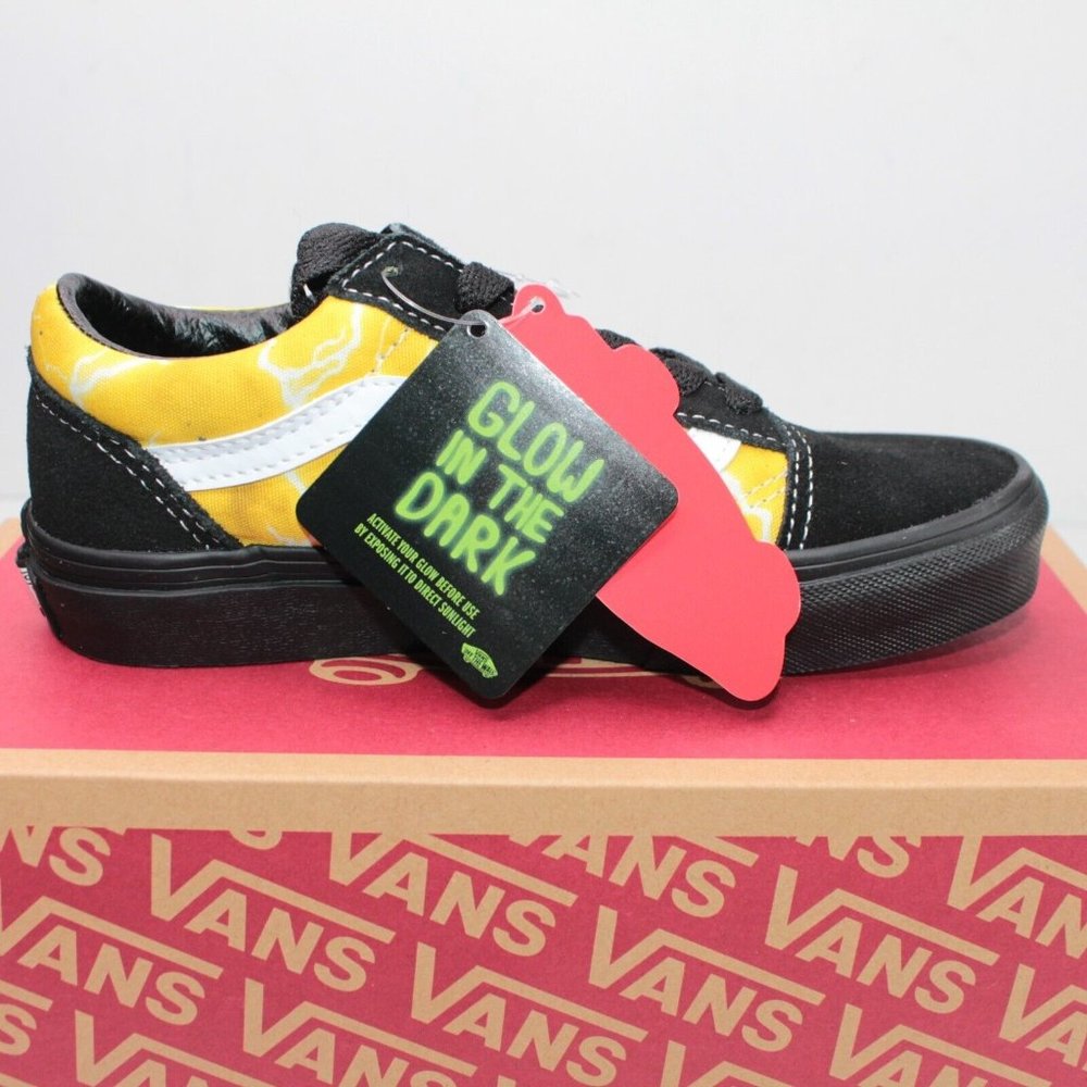 Vans Kids' Preschool Old Skool Shoes Black Yellow Glow in the Dark Select Size - Picture 5 of 11